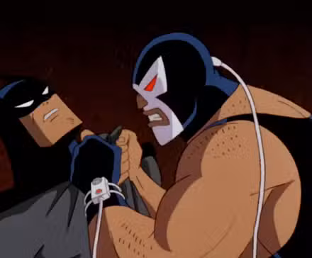 Bane agarra a Batman en Batman la serie animada
