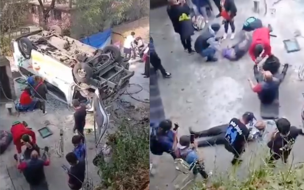 Videos | Combi cae a barranca en Nicolás Romero, Edomex; hay al menos 16 pasajeros heridos