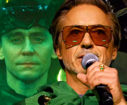 Loki de Tom Hiddleston como el Dios del Tiempo junto a Robert Downey Jr. anunciando que es el Doctor Doom