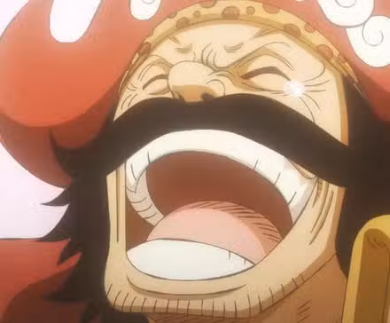 Roger se ríe después de llegar a Laugh Tale y ver el tesoro que Joyboy dejó en la isla.