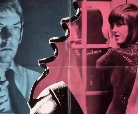 Póster recortado de la película Klute, Donald Sutherland (izquierda) y Jane Fonda (derecha)