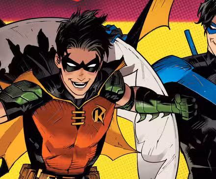 Robin y Nightwing en la portada de un cómic de Robin, Tim Drake, Dick Grayson.