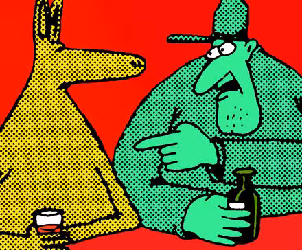 Imagen del otro lado de un hombre hablando con un canguro 3