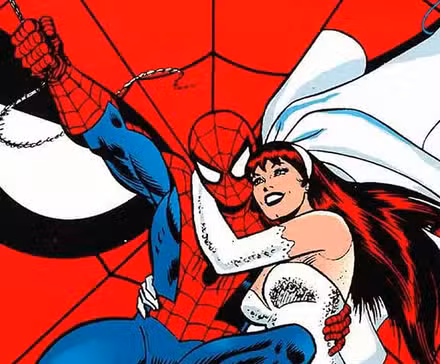 Spider-Man y MJ lanzando telarañas después de su boda