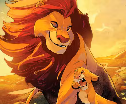 Mufasa y Simba en el cómic de la precuela del Rey León