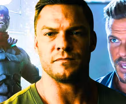 Una imagen de collage de Alan Ritchson en Titans, Reacher y Fast X, creada por Tom Russell