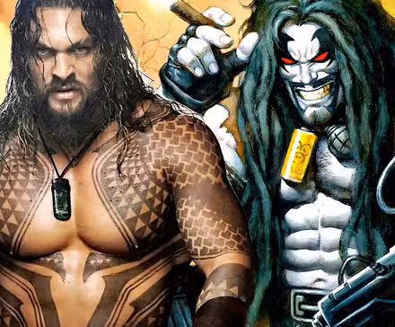 Jason Momoa como Aquaman con Lobo de los cómics de DC
