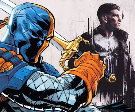 Deathstroke con Frank Castle Punisher al fondo