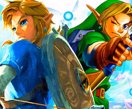 Enlace de Ocarina of Time junto a Enlace de BOTW