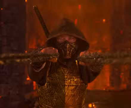 Escorpión tirando de dos cadenas en Mortal Kombat 2