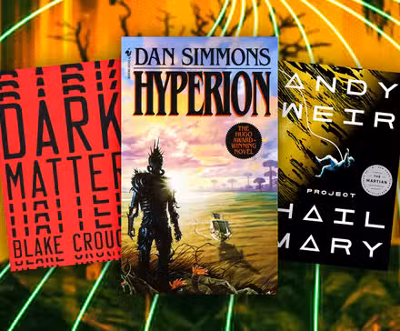 Portadas de libros del Proyecto Ave María, Materia Oscura e Hyperion