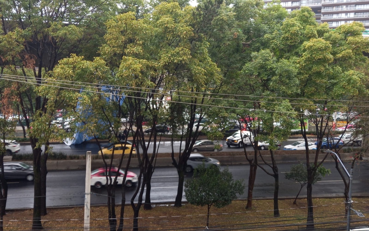 Viento desprende megalona en Periférico Sur y vuelva sobre el Segundo Piso