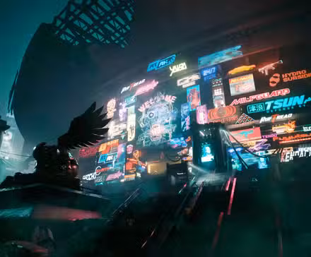 Imagen de portada cromada de Cyberpunk 2077