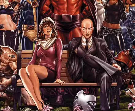 Charles Xavier y Moira MacTaggert en el arte teaser de Mark Brooks House of X/Powers of X