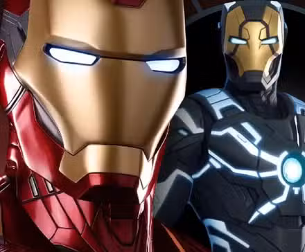 mcu iron man y un aspecto de iron man del juego que denota una versión que no es tony stark 2