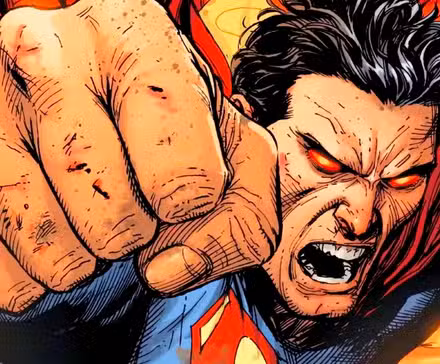 un superhombre enojado lanza un puñetazo devastador