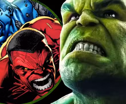 mcu hulk verde con comic hulk rojo y comic hulk azul
