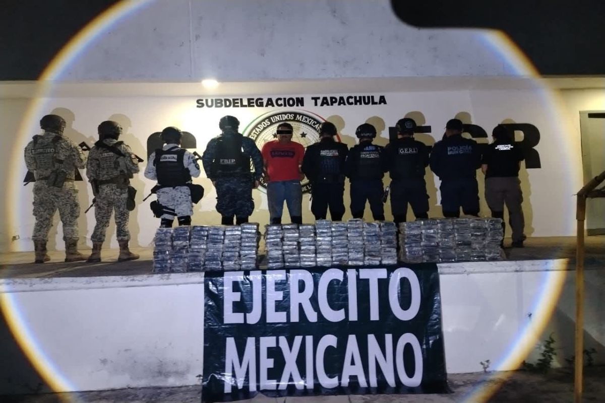 Cae hombre en Chiapas con droga valuada en 1.5 millones de dólares