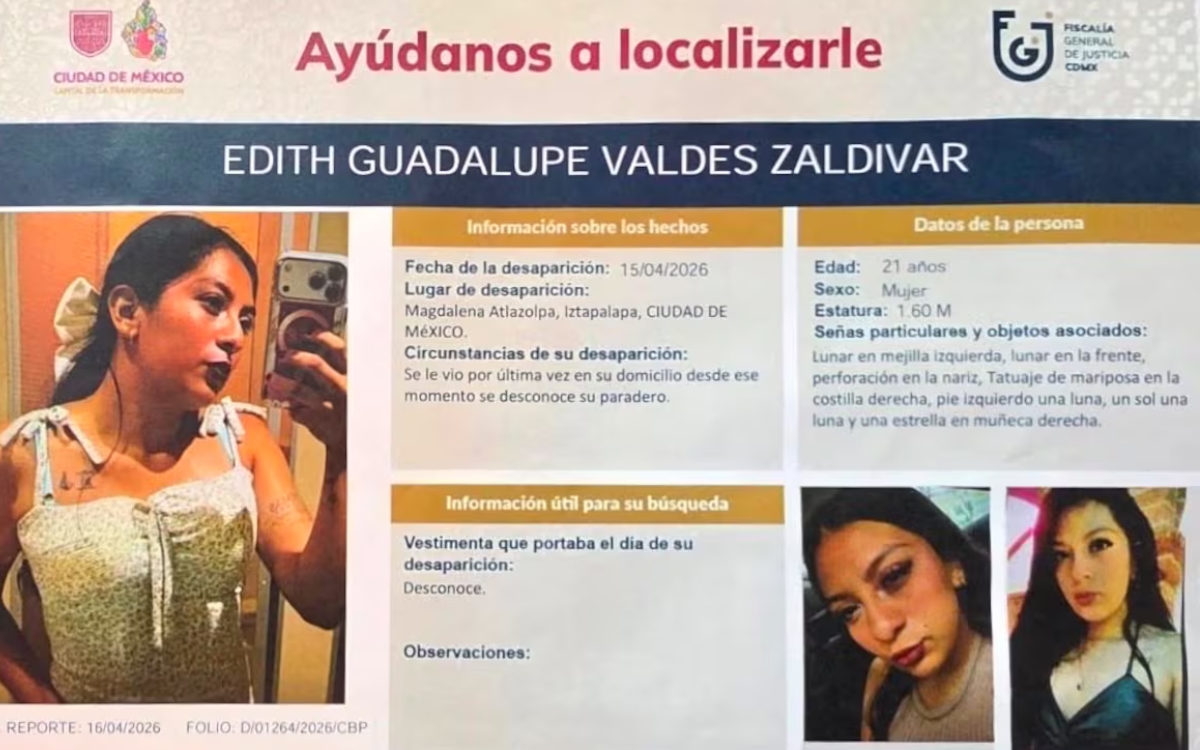 Cae presunto feminicida de Edith Guadalupe