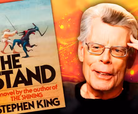 Un collage de la portada de The Stand y Stephen King