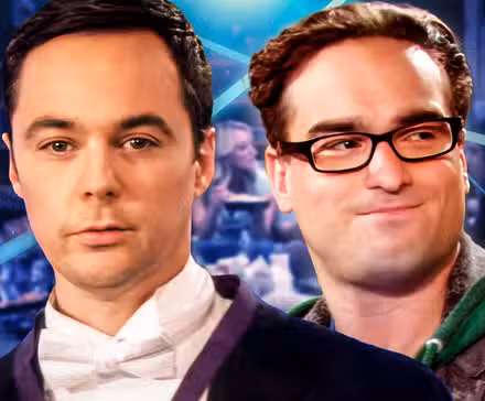 Una imagen personalizada muestra a Sheldon y Leonard de Big Bang Theory sobre una imagen fija del elenco cenando juntos.