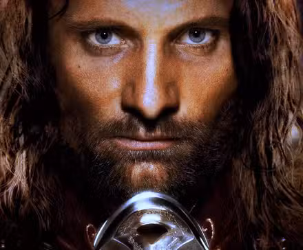 Cara de Aragorn en el arte del cartel del regreso del rey de El señor de los anillos