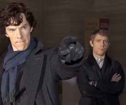 Sherlock y John Watson en el programa de televisión Sherlock de la BBC