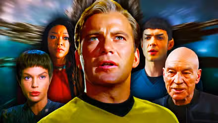 Iconos de Star Trek T'Pol, Burnham, Kirk, Spock y Picard.