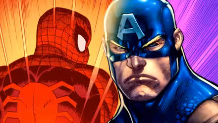 El Spider-Man de John Romita mira por encima del hombro al Capitán América Definitivo en Marvel Comics