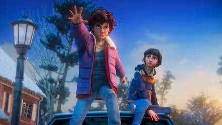 Eleven y Mike en Stranger Things: Tales From '85 de Netflix.