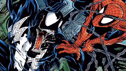 Imagen de portada: Versiones clásicas de Todd McFarlane de Venom (izquierda) y Spider-Man (derecha) enfrentadas