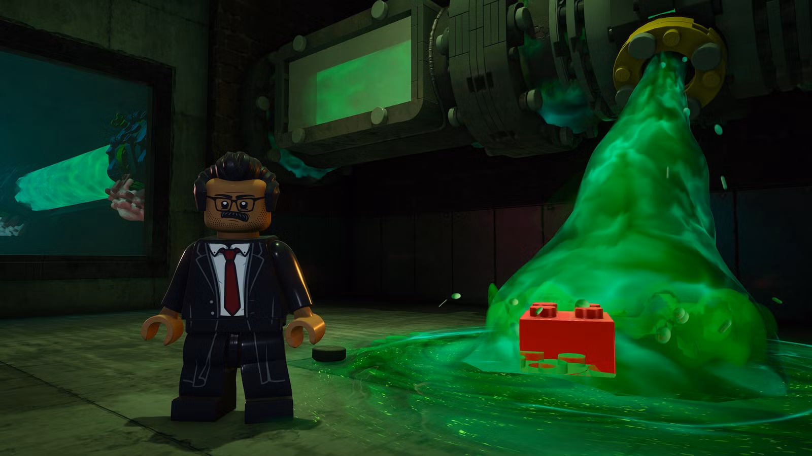 Jim Gordon junto a un ladrillo rojo en LEGO Batman Legacy of the Dark Knight
