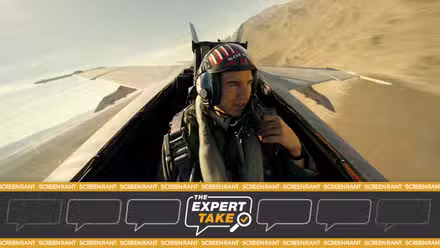 Tom Cruise en Top Gun_ Maverick con _ The Expert Take Banner en la parte inferior