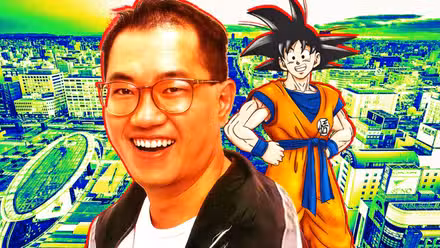 Akira Toriyama y Goku sobre la prefectura de Aichi.