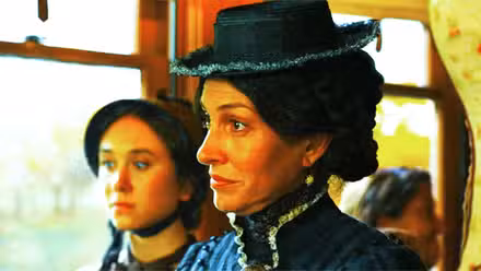 Claire y Mary Abel en el tren en 1883, con un toque de color