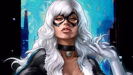 Felicia Hardy juega con su cabello en un callejón en la portada del cómic Black Cat