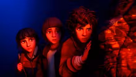 Mike Will y Eleven en Stranger Things Tales del 85