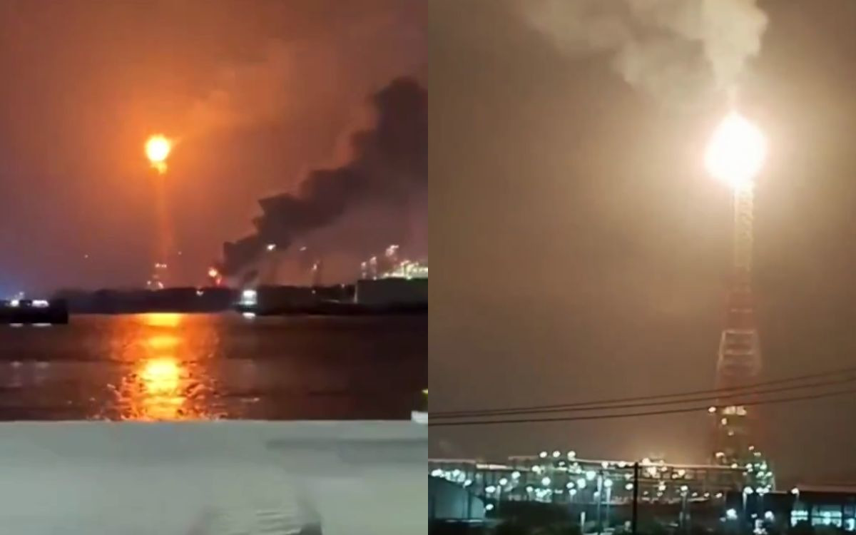 Videos captan fuertes flamas sobre refinería Dos Bocas; situación fue controlada, reporta Pemex