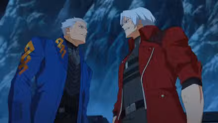 Dante y Vergil mirándose en Devil May Cry