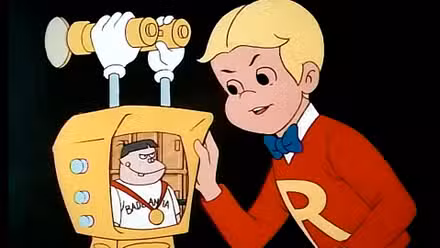 Rich mirando un televisor portátil en Richie Rich