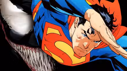 superman volando y veneno sonriendo 2