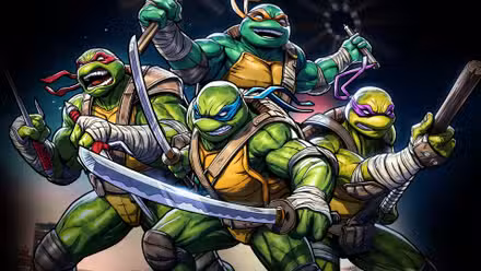 Tortugas Ninja mutantes adolescentes con armas en el arte TMNT