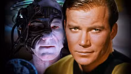 El Capitán Kirk y Borg Picard en la foto de Star Trek