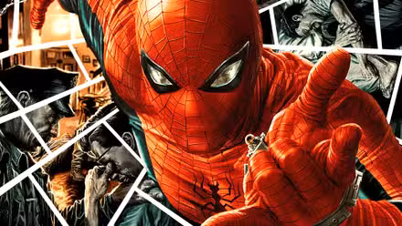 Spider-Man lanza una telaraña en arte realista de Marvel Comics de Lee Bermejo
