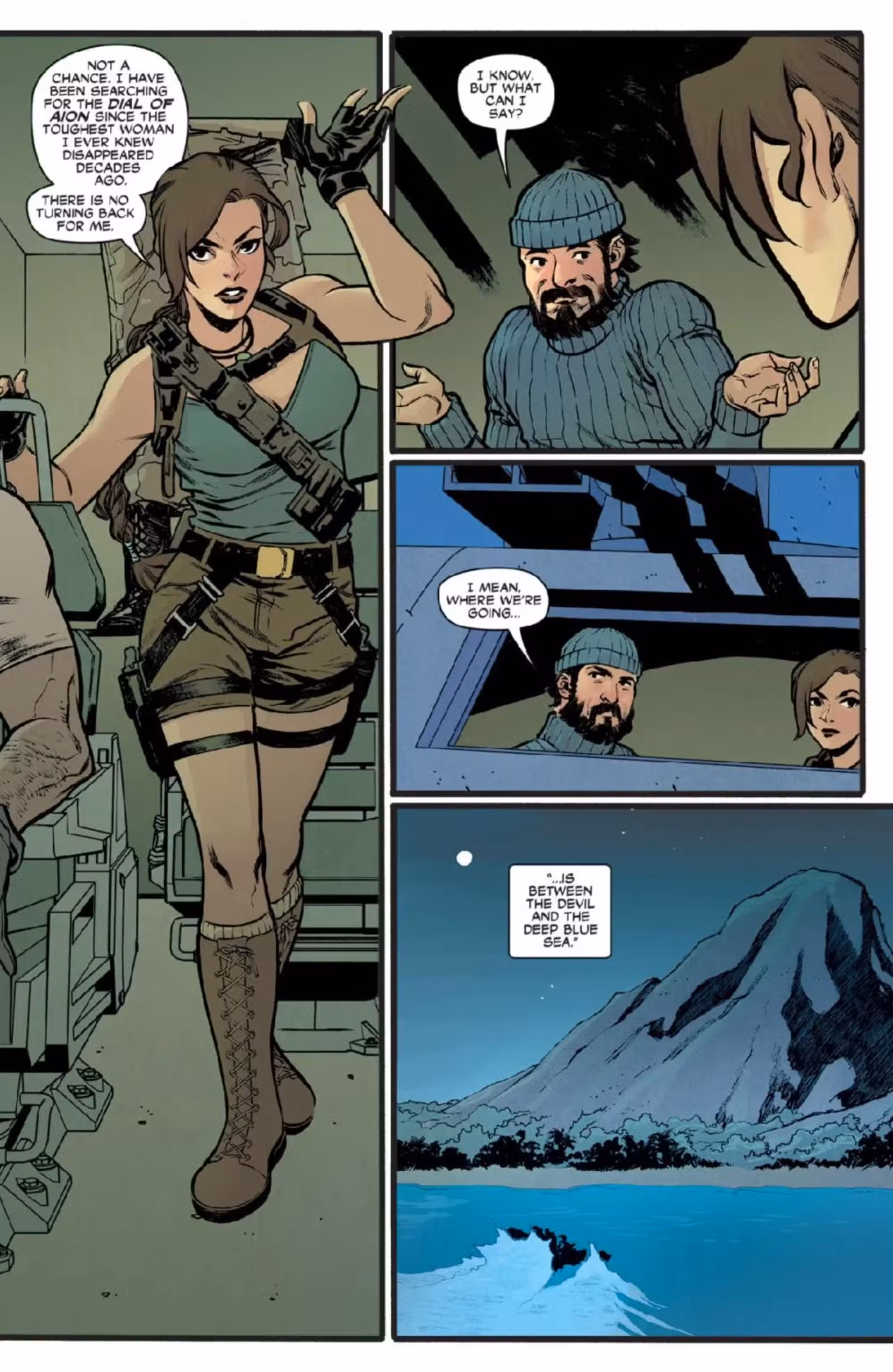 vista previa del crossover cómico de gi joe tomb raider, página 2, que muestra a los joe en una misión con lara croft
