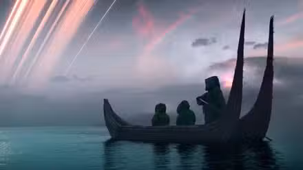 Un barco en aguas tranquilas en la Fundación Apple TV