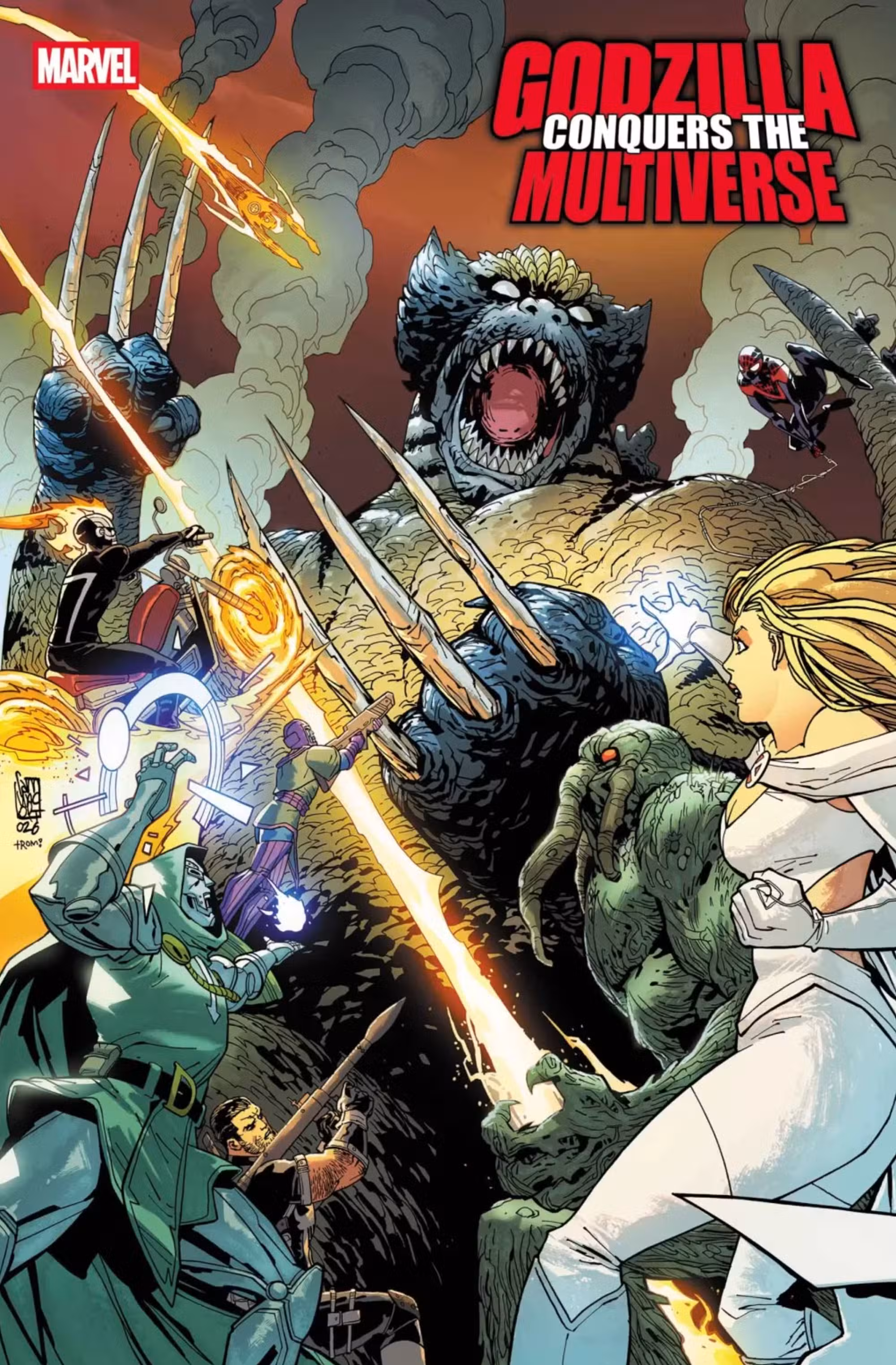 Godzilla conquista la portada del multiverso mostrando las garras de Godzilla de Wolverine.