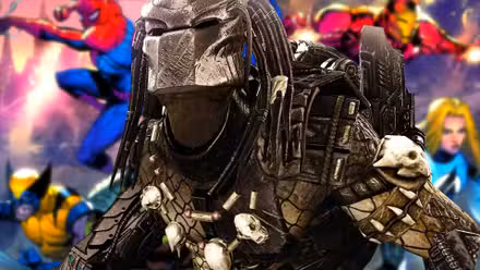 Predator con héroes de Marvel en el fondo Imagen personalizada