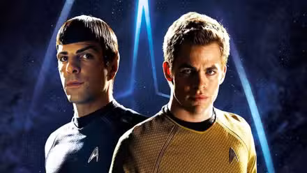 Spock y Kirk Star Trek 2009 posaron arte promocional