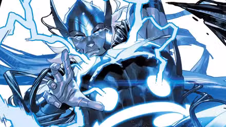 Thor lanza un rayo mientras está unido al veneno.